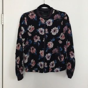 Zara black floral bomber jacket